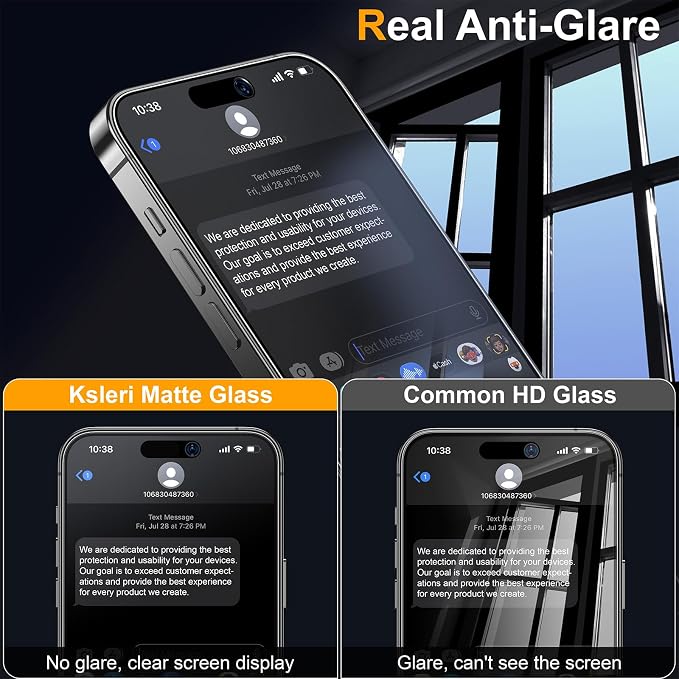 2 Pack Matte Privacy Screen Protector for iPhone 15 Pro Max 6.7-inch with Easy Installation Tool Anti Spy Anti Glare Tempered Glass Film Dynamic Island Compatible Case Friendly 9H Hardness