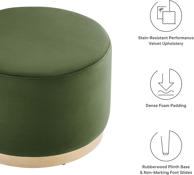 Modway Large 23" Round Performance Velvet Upholstered Upholstered Ottoman