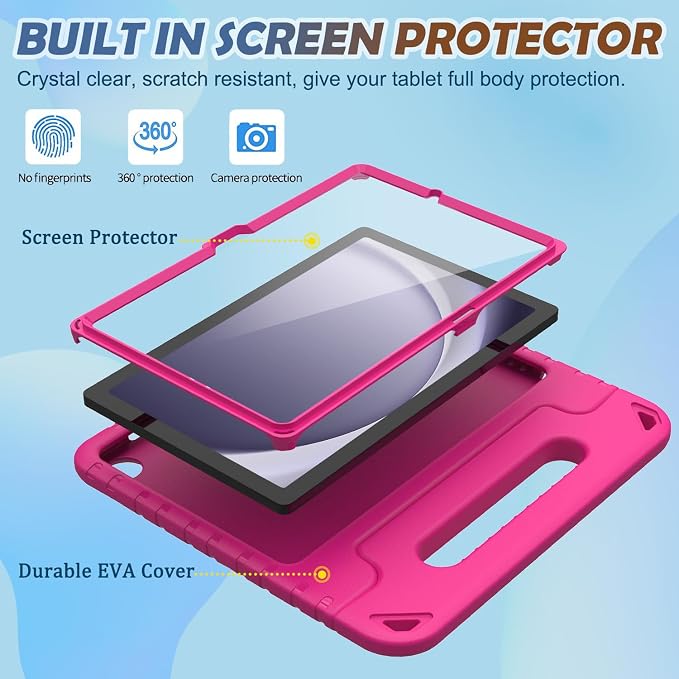 LTROP Shockproof Lightweight Convertible Handle Stand Case for Samsung Galaxy Tab A11 Plus 2025 / A9 Plus 11 Inch 2023 with Built-in Screen Protector Galaxy Tab A11+ / A9+ Case for Kids Black
