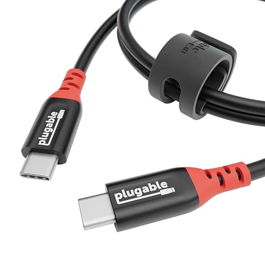 Plugable USB C to USB C Cable Data Blocker Charge Only Cable (1m/3.3ft): 240W Safe Fast Charging for MacBook iPhone 15/16 Galaxy S24 Steam Deck and More USBC Devices (USBC-CC1M)