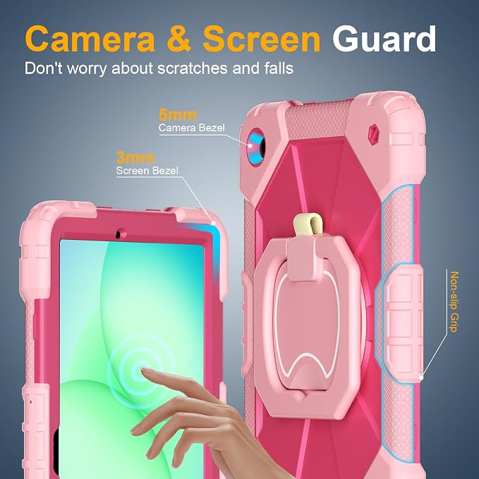 Case for Samsung Galaxy Tab A9 Plus 11 Inch 2023 Ubearkk Rugged Case for Samsung Galaxy A9+ Tablet SM-X210/X216/X218 with Screen Protector 360 Rotating Stand Shoulder Strap Pen Holder Black