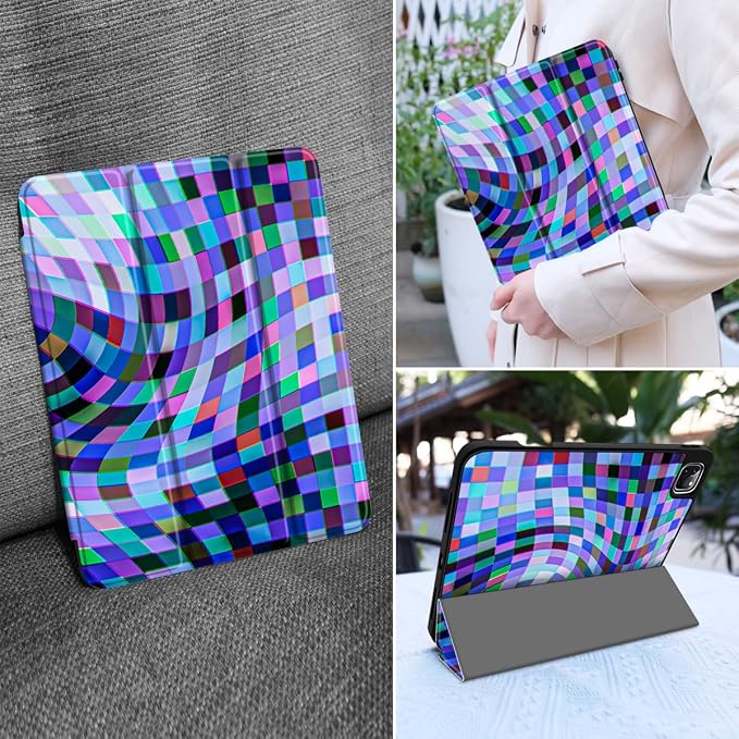 MEEgoodo for iPad Pro M2 12.9 Case 6th/5th/4th/3rd Generation 2022 2021 2020 2018 with Pencil Holder Tablet Cover with Soft TPU Back Shell Art Painted Flowers
