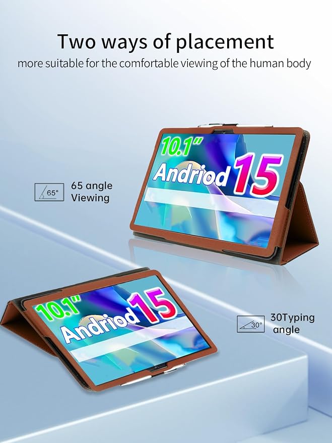 Case for CUPEISI CP31M Tablet 10 inch Android 15 TabletsUYRUREL Leather Slim Folding Stand Cover with Hand Strap Magnet for Men Women Full ProtectionBlack.