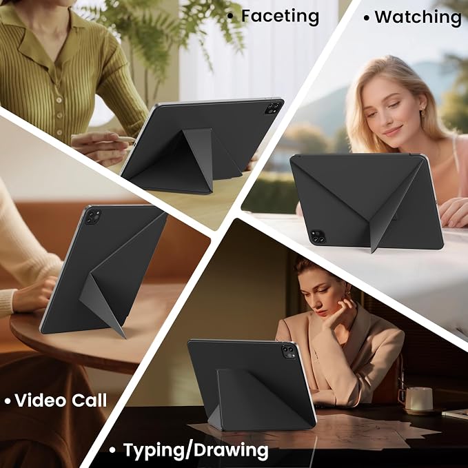 Magnetic Case for iPad Pro 11 Inch 4th/3rd/2nd Gen Black | Magnetic Attachment Support 2nd Gen Pencil Charging Slim &amp Light Folio Stand Case for iPad Pro 11'' 2022/2021/2020