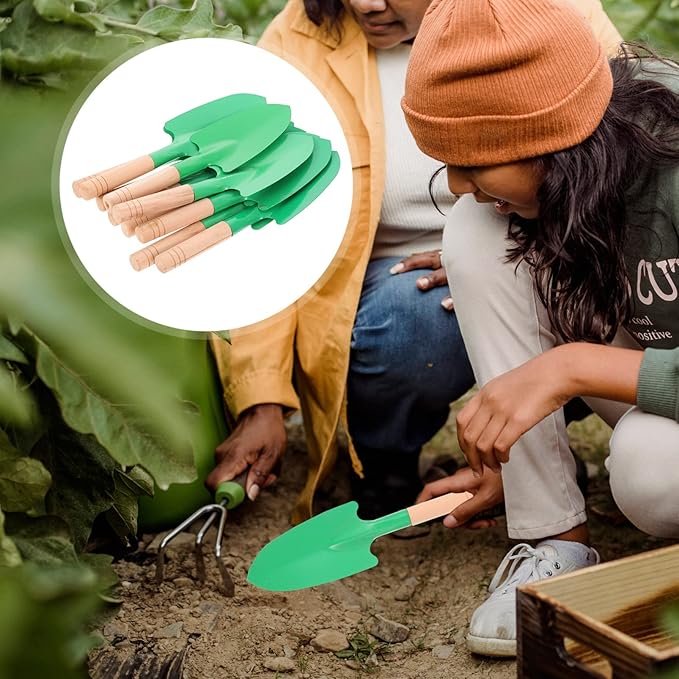 YARNOW 10 Pcs Wooden Handle Garden Trowels - Mini Shovels for Digging, Planting, Weeding, Transplanting - Ergonomic and Lightweight Gardening Tools