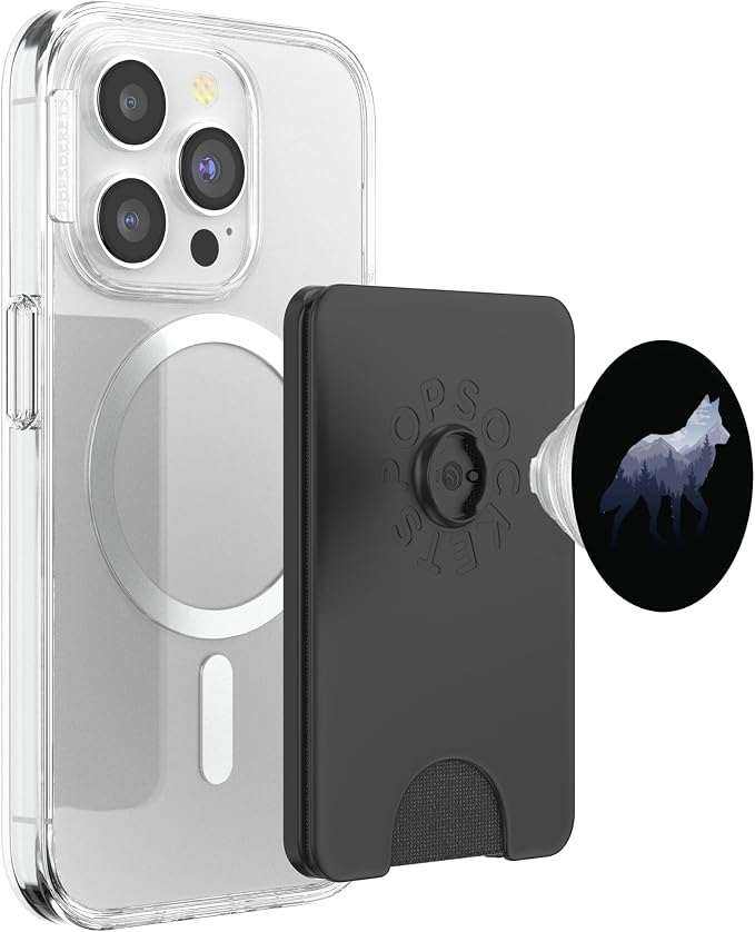 Lone Wolf Survives The Mountain Silhouette Art PopSockets Adhesive PopGrip