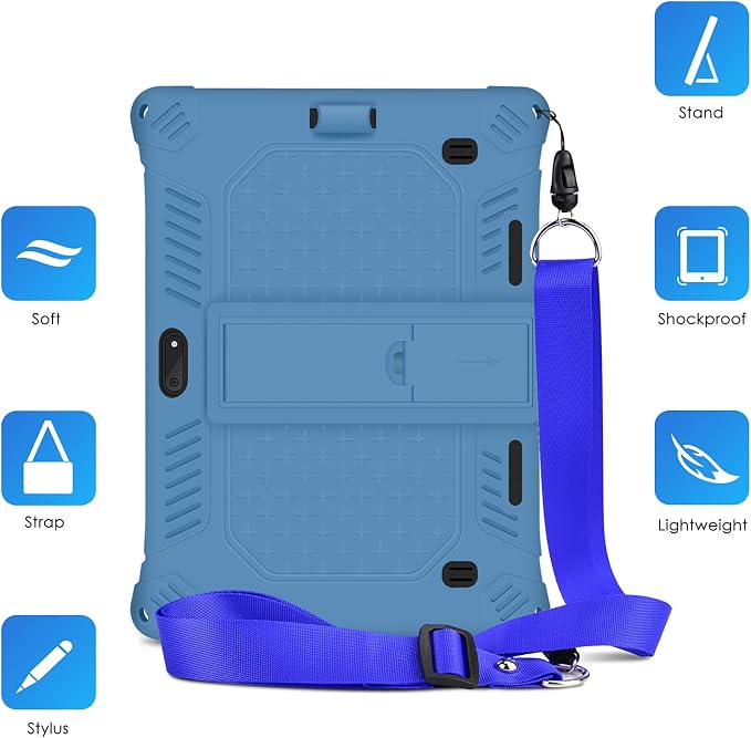 DETUOSI Case for YELLYOUTH 10.1 Tablet Soft Silicone Lightweight Case Compatible with Dragon Touch Notepad K10 ZONKO 10.1 Beyond Tab 10.1 with Stylus Pen and Shoulder Strap Black