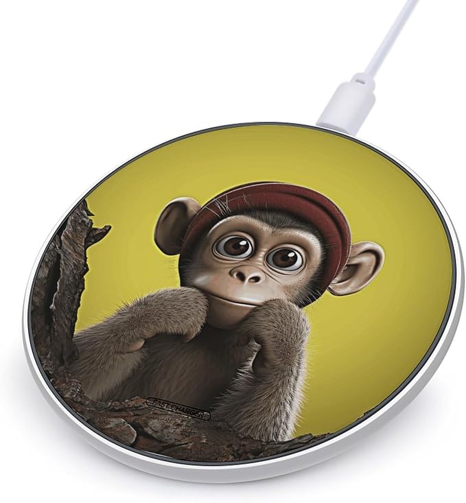 Curious Monkey Wireless Charger Fast Charging Pad | Anti-Slip Qi Certified Wireless Charging Pad for All Phones with Wireless Charging Function for Home Office Travel