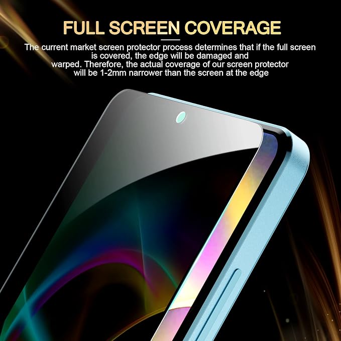 AKABEILA [3 Pack Privacy Screen Protector for Oppo A3 5G Privacy Glass Full Coverage Anti Spy Tempered Glass Protective Film