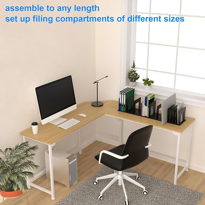 Translucent Frosted Adjustable Vertical File Sorter Sturdy Plastic Expandable Upright File Holder, Desktop Binder Organizer, School Office File Book Organization, Assemble Easily Endlessly
