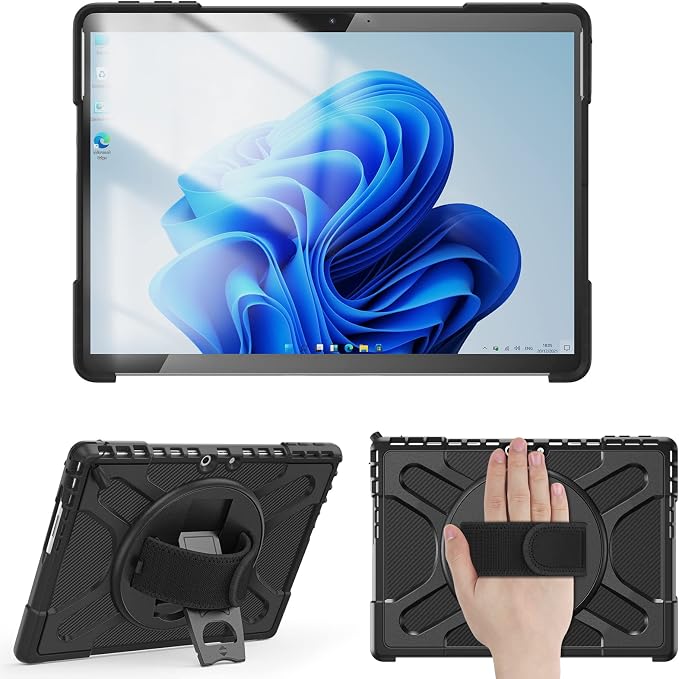 ZenRich Rugged Case for Microsoft Surface Pro 12 (2025)12 inch | Shockproof Hard Protective Case with 360 Rotating KickstandPen Holder and Hand Strap Compatible with Type Cover Keyboard