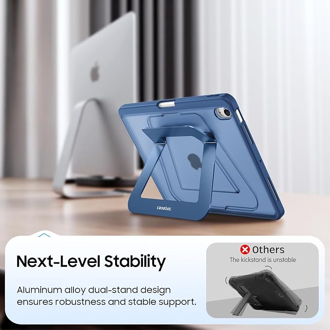 Fintie Shockproof Case for iPad Air 11-inch &amp iPad Air 5th/4th Gen 10.9 in | Slim Frosted Hard Back Cover Multi-Angle Viewing Built-in Kickstand &amp Pencil Holder Anti-Scratch Black