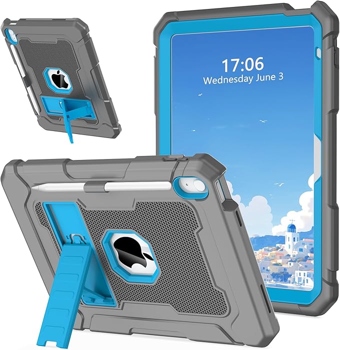 LTROP Case for iPad A16 11th Generation 2025 11 Inch / 10th Generation 2022 10.9 Inch with Kickstand and Pencil Holder Shockproof Rugged Protective iPad 11 inch Cover Black