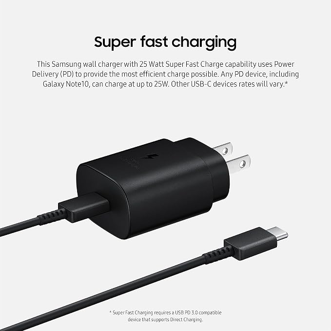SAMSUNG 25W USB-C Super Fast Charging Wall Charger - Black (US Version with Warranty) (Pack of 4)