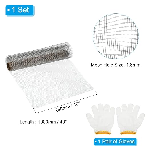 PATIKIL 40" L x 10" W Woven Wire Mesh, 14 Mesh 304 Stainless Steel Air Vent