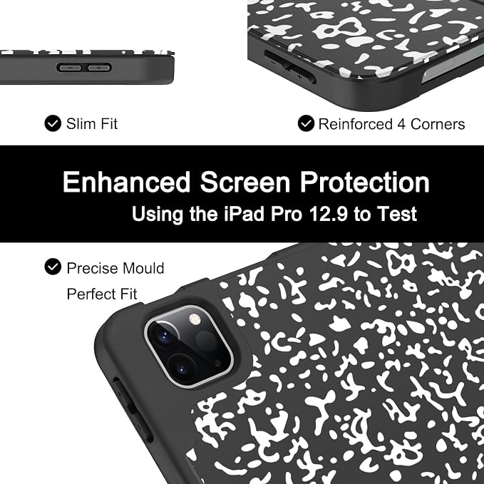 Soke Case for iPad Air 13 Inch (M4/M3/M22026-2024) iPad Pro 12.9 6th/5th Generation with Pencil Holder(2021 2022 Release)-[Apple Pencil Charging + Auto Wake/Sleep] Soft Back Cover Book Black