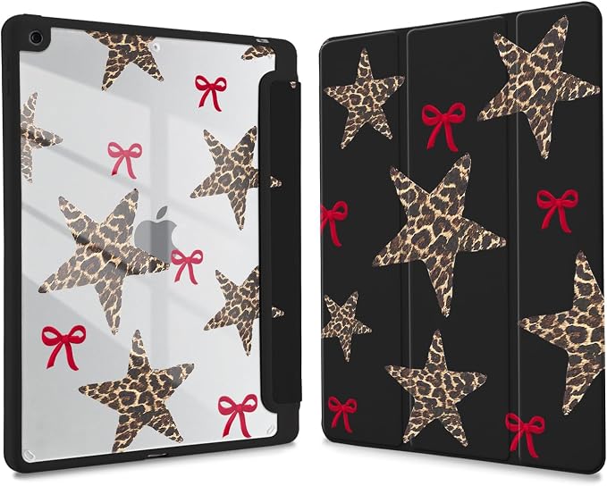 Joyland Leopard Print for iPad 10th Generation Case 10.9 inch 2022/iPad (A16) 11th Gen 11 2025Built-in Pencil Holder with Shockproof Cover Clear Transparent Back Shell Auto Wake/SleepBlack