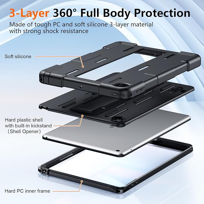 SPIDERCASE for iPad 9th Generation Case 10.2 inchIP68 Waterproof with Hand Strap&ampStand Built-in Screen ProtectorFull Body Rugged Shockproof Protective Case for iPad 9th/8th/7th (2021/2020/2019)