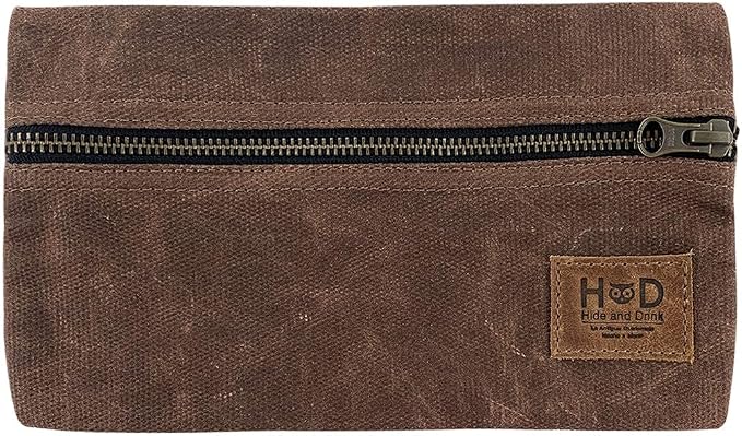 Hide &amp Drink All Purpose Utility &amp Charger Case for MacBook iPad &amp Laptop Handmade from Waxed Canvas (Charcoal Black)