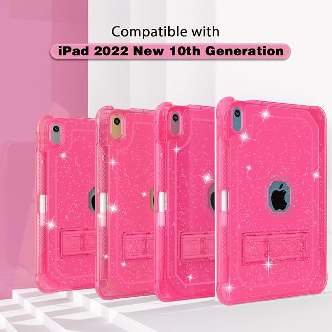 ZoneFoker Case for iPad 11-inch (A16) 2025 / iPad 10th Gen 10.9 inch 2022 Heavy Duty Shockproof Rugged Protective with Pencil Holder 11th / 10th Translucent Cover with Kickstand