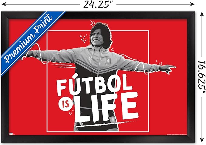 Ted Lasso - Futbol is Life Wall Poster, 22.4L" x 14.7W", Black Framed Version