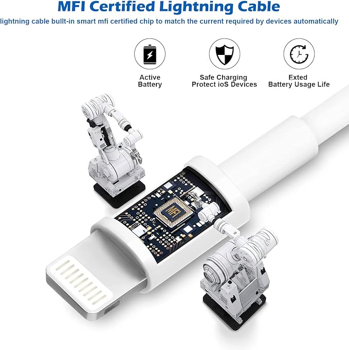 iPad ChargerFast Charge iPhone10FT i-Pad Charging Cord 12W i Pad Charger Fast Charging Block Foldable Portable Travel Plug with Extra Long Lightning Cable Cord Compatible with iPad/iPhone/Airpod