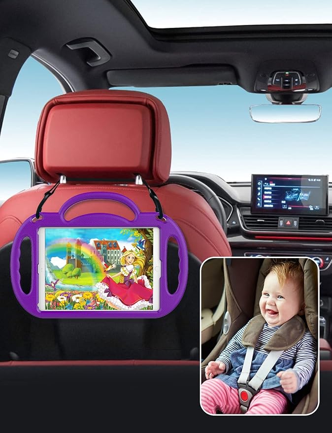 SUPLIK Kids Case for iPad 5th/6th Generation (9.7 inch 2017/2018) iPad Air 1 &amp Air 2 &amp Pro 9.7 Case with Shoulder Strap Handle Stand for Apple iPad 5/6 &amp iPad Air 1st/2nd Gen Black