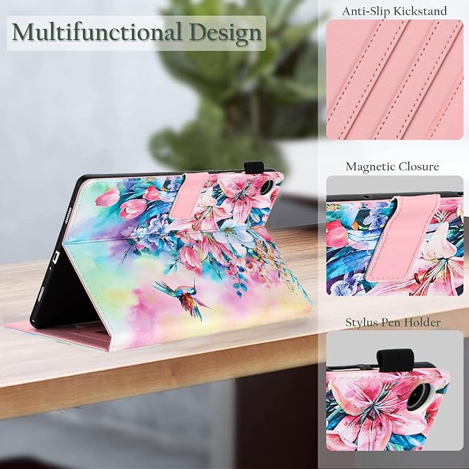 Fancity Case Fits Samsung Galaxy Tab A9/A11 Plus 11” 2025/2023 X210/X216 | Premium PU Leather Cover with Multi-Angles Pencil Holder Smart Wake Sleep for Galaxy Tab A9 A11 Plus X218 Beach