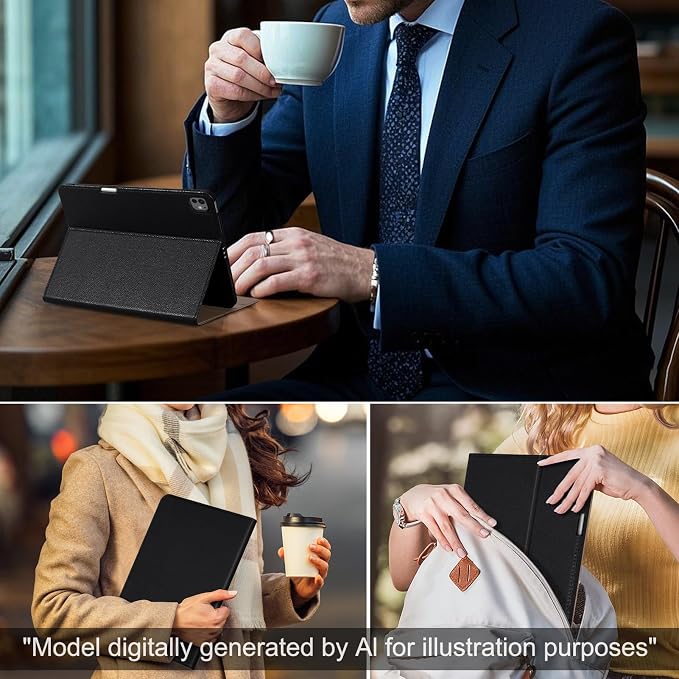 Case for iPad mini 7 (A17) ProiPad mini 7th/6th Gen (2024/2021) | Microfiber Leather Folio Cover with Adjustable Multi-angle StandAuto Sleep/WakeShockproof Protection CaseBlack