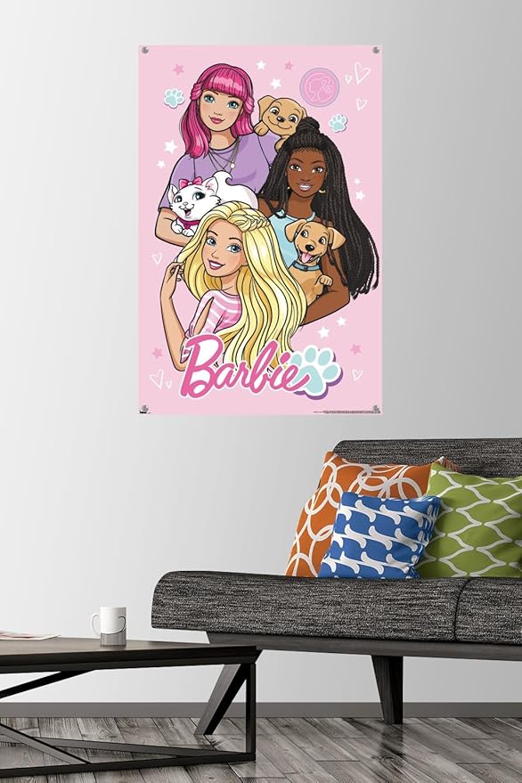 Trends International Mattel Barbie - Cute Wall Poster, 22.37" x 34.00", Premium Poster & Push Pin Bundle