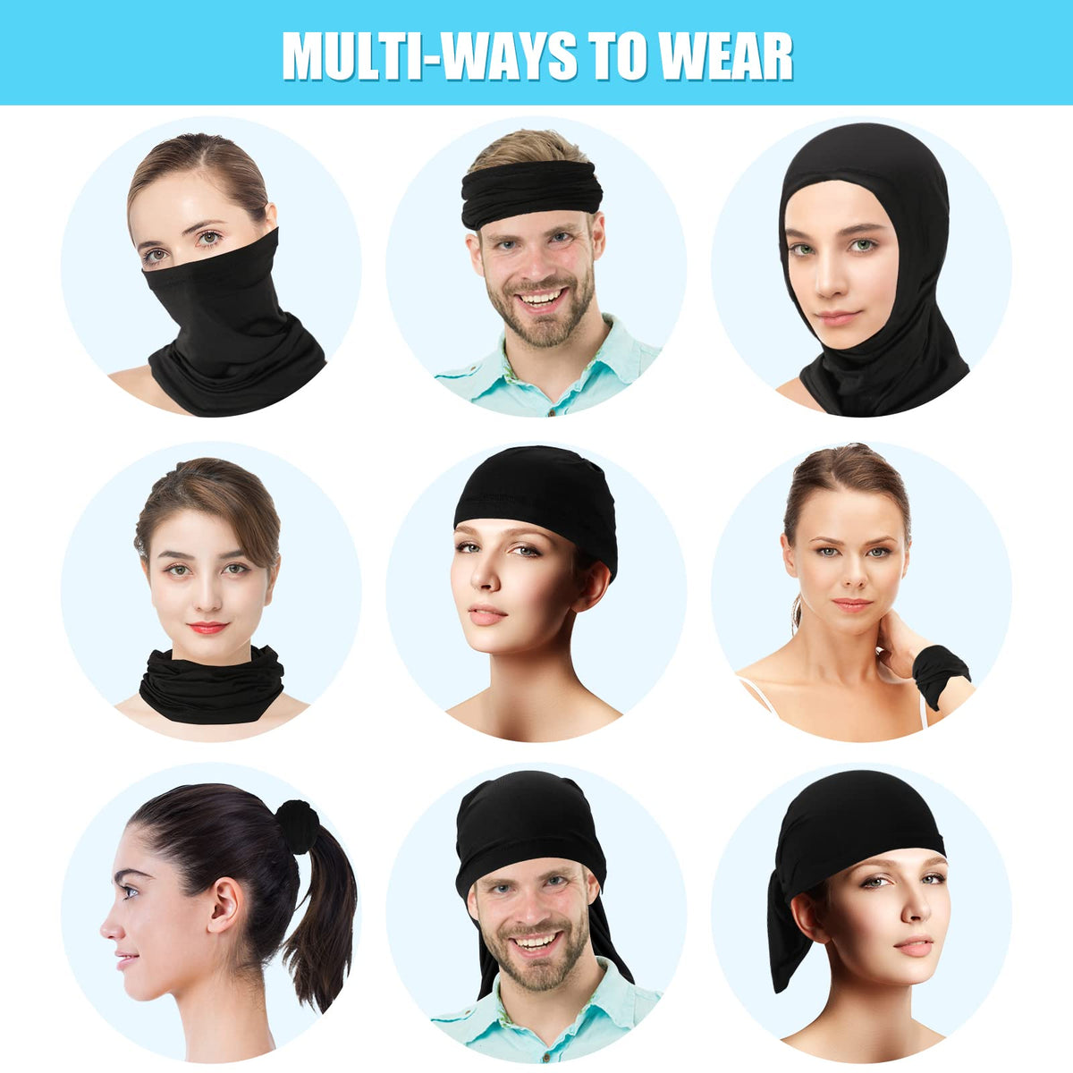 Fivali 4 Pack Neck Gaiter Face Mask: Cooling Windproof Breathable Bandana