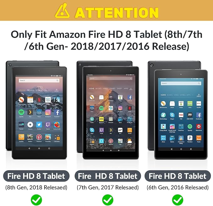 Kids Case for Kindle Fire HD 8 Tablet Case (8th/7th/6th) Shockproof Blue | 2018/2017/2016 Release Lightweight EVA Handle Stand Full Protection For Kids Daily Use