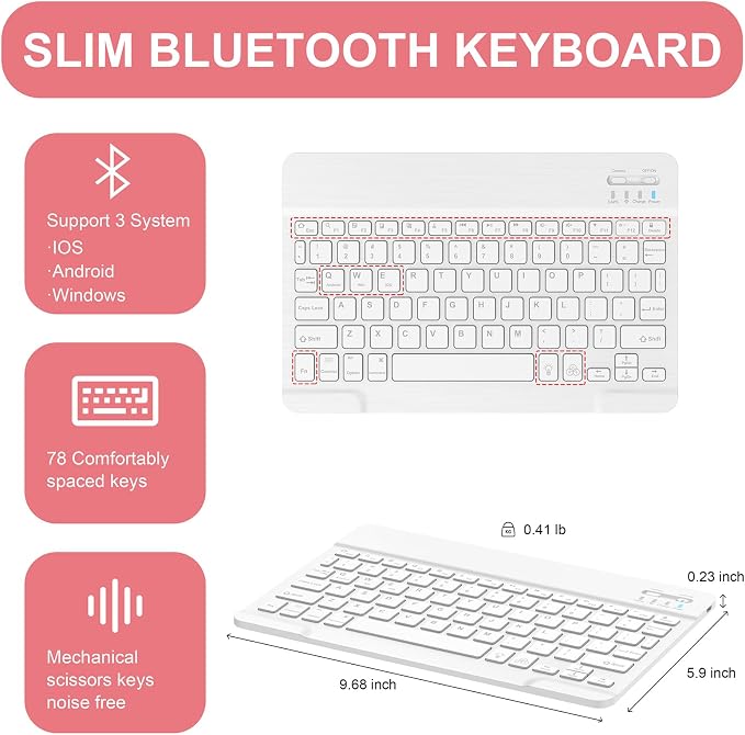 Soke for iPad (A16) 11th/10th Gen Case with Keyboard Black Marble | For iPad 11/10.9 inch(2025/2022) 7 Color Backlight Magnetic wireless Detachable Keyboard Case Built-in Pencil Holder