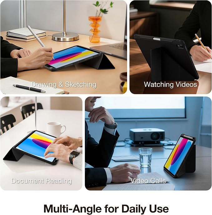 AMAZINGTHING for iPad Air 11-Inch M4/M3/M2 [Titan MAX Weave Case] Rugged Aramid Fiber Back X-Cushion PRO 7 Shock Absorption Y-Fold Multi-Angle Stand Built-in Stylus Pen Durable Nylon Black