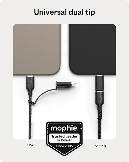 Mophie Charge Stream USB-C to USB-C 3m/10ft Cable - 60W Power Delivery Enduraflex Silicone Ultra-Durable Braided Design for Everyday Use