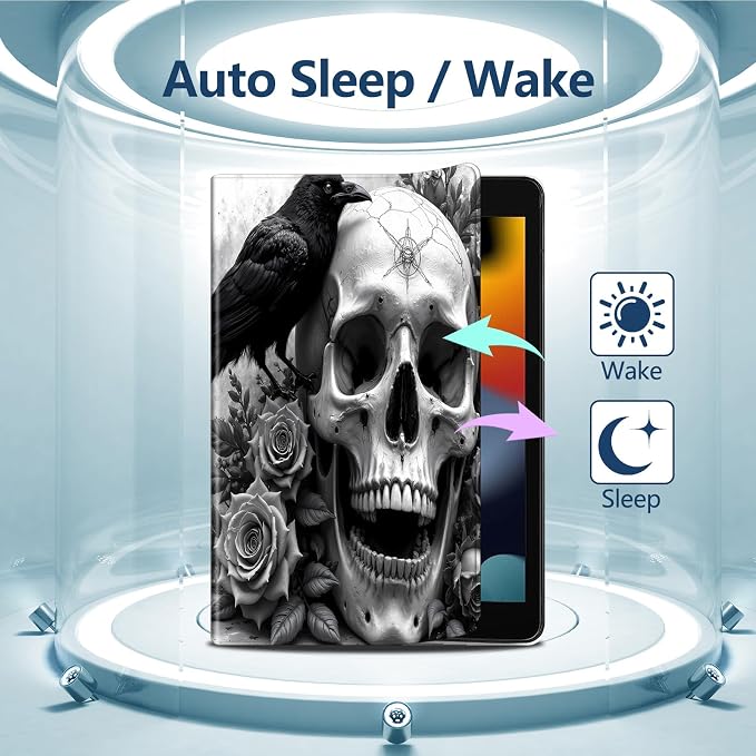Slim Case for Samsung Galaxy Tab S11 5G 11 Inch (2025) PU Leather Tablet Cases Flip Folio Multi-Angle Viewing Stand Protective Smart Shell Cover with Auto Wake/Sleep A Crow Skull