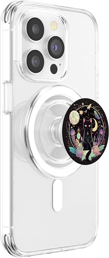 Moon Phases Crystal Witchy Cute Black Cat Kawaii Pastel Goth PopSockets Adhesive PopGrip
