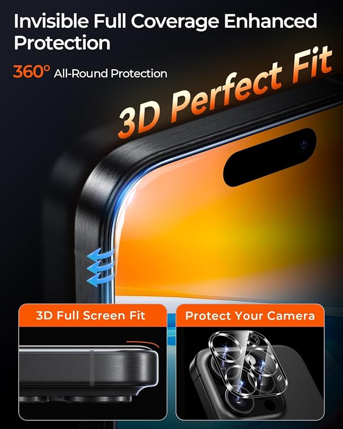 2+2 Packs for iPhone 17 Pro Privacy Screen Protector with Camera Protector | TOP 9H+ Tempered Glass [Zero Bubble][10X Military Protection] Anti Spy 17 ProMax Tempered Glass Full CoverageCase-Friendly