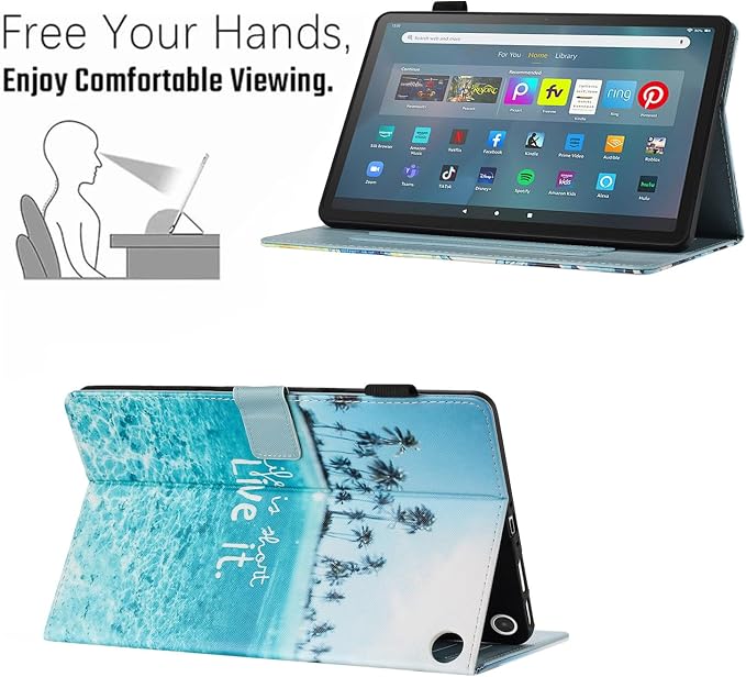 Case for Amazon Fire Max 11 Tablet (13th Generation 2023 Release) Auto Wake/Sleep Premium PU Leather Folding Stand Cover with Pen Holder &amp Multiple Viewing Angles - Beach