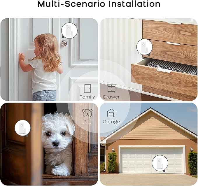 Clouree Security Window and Door Alarm Sensor, Wireless Sensor Door Window Burglar Alarm Door Chimes When Door Opens 5-Level Volume Control Wireless Easy Installation for Home, Garage