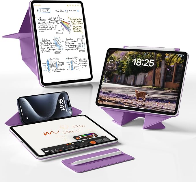 Magnetic Case for iPad Air 11 M4/M3/M2 iPad Air 5th/4th Gen 10.9 | Slim Detachable Magnetic Stand Case with 20+ Viewing Angles Hidden Pencil Holder Auto Wake/Sleep Black