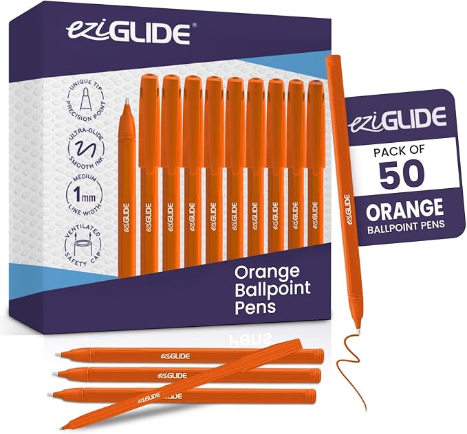 50-Pack Assorted Ballpoint Pens Easy Grip &amp Medium Point (1.0mm) | Precise Writing &amp Ergonomic Grip – Multipack Ball Point Pens Ideal for Home Office Teachers Exams Work &amp Stationary