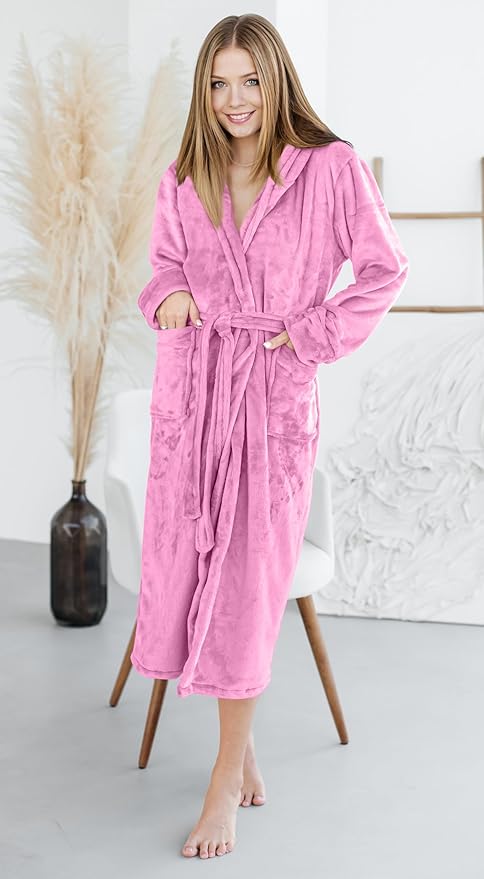 NY Threads Premium Womens Robe, Plush Fleece Long Bath Robe for Women, Fluffy Soft Women's Bathrobe