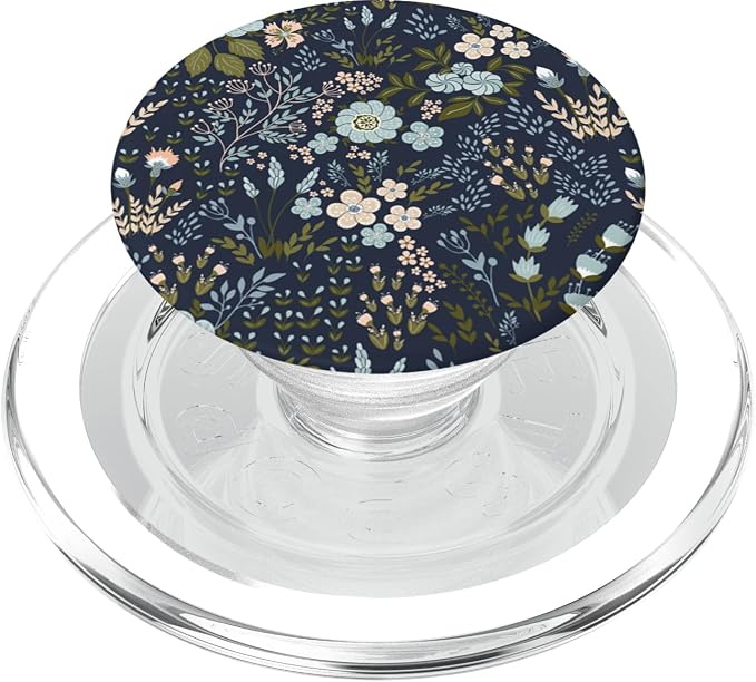 Navy Blue and Pink Floral Flower Print PopSockets Adhesive PopGrip