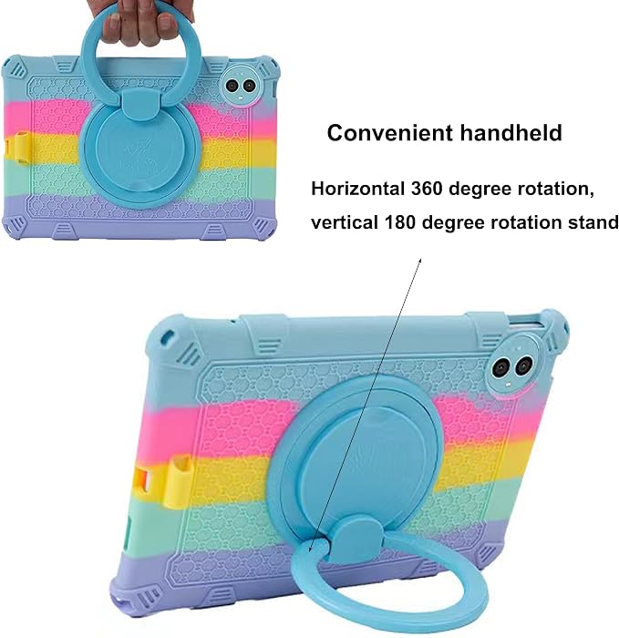 Tablet Case for Teclast P50 11 inch Soft Anti-Stress Silicone Case with 360° Rotate Stand/Pencil Holder/Shoulder Strap/Pen for Teclast P50 (Colorful Blue)