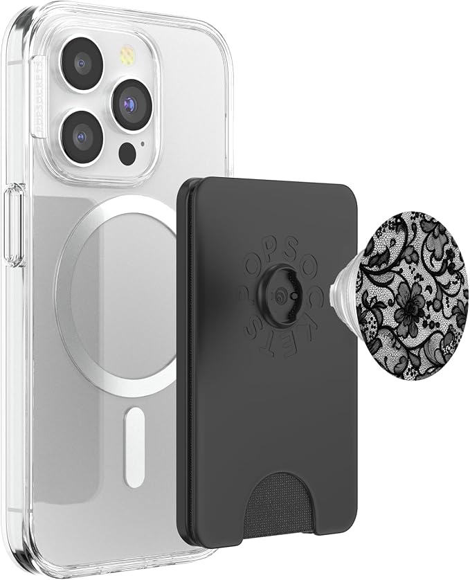 Black Lace Vintage Pattern PopSockets PopGrip for MagSafe