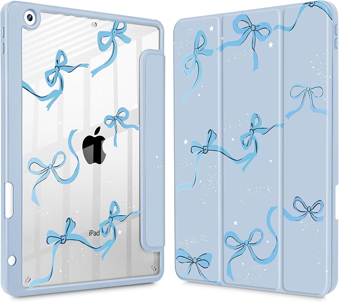 May Chen for iPad 9th Generation with Pencil Holder iPad 8th/7th Gen Case 10.2-inch [Penceil Holder] Trifold Stand Auto Wake/Sleep Clear TPU Protection Back Cover Ballet Shoes