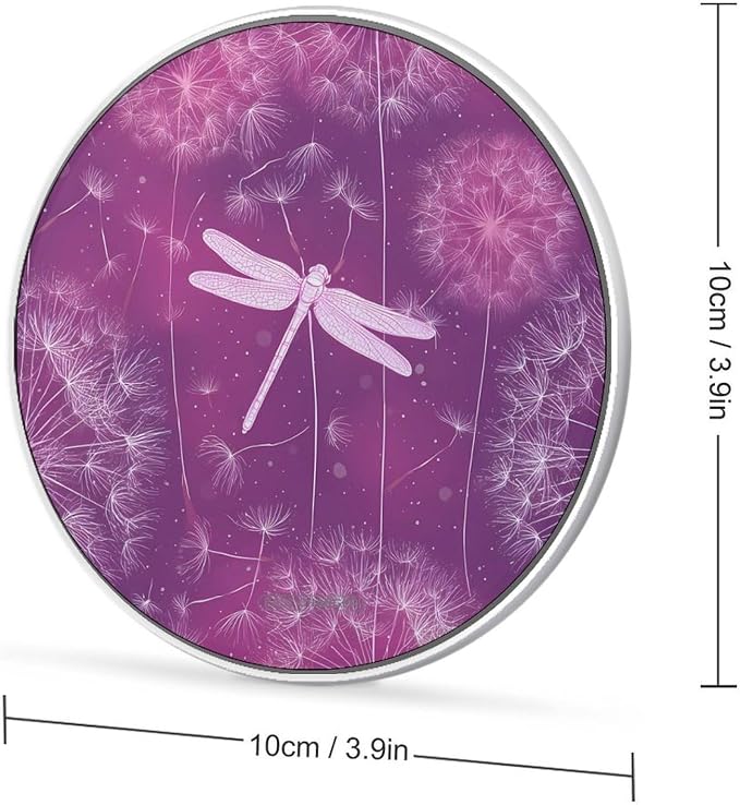 Dragonfly Bugs Dandelion Wireless Charger SlimWireless Charging Pad Anti-Slip Charger Mat for Men Women