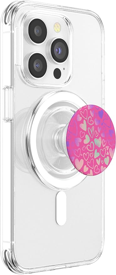 Rainbow Modern Hearts Pink PopSockets Adhesive PopGrip