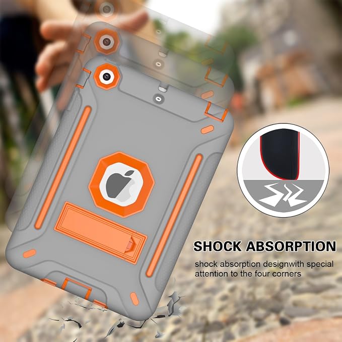 MAKEIT CASE iPad Mini Heavy Duty Hybrid Shockproof Protective Case - Full-Body Rugged Silicone and PC Hard Case With Kickstand for iPad Mini 1/2/3